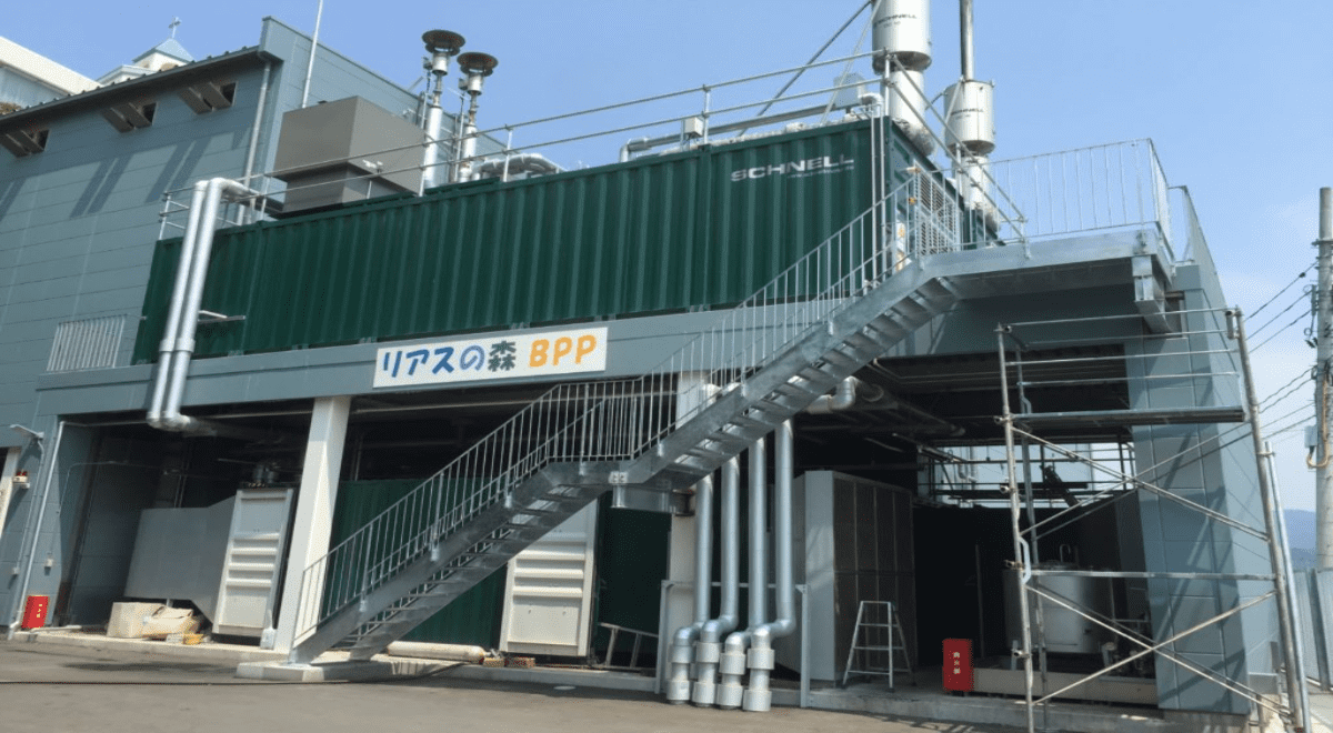 気仙沼グリーンエナジーが調達している地産電源「リアスの森BPP」(木質バイオマス発電)
